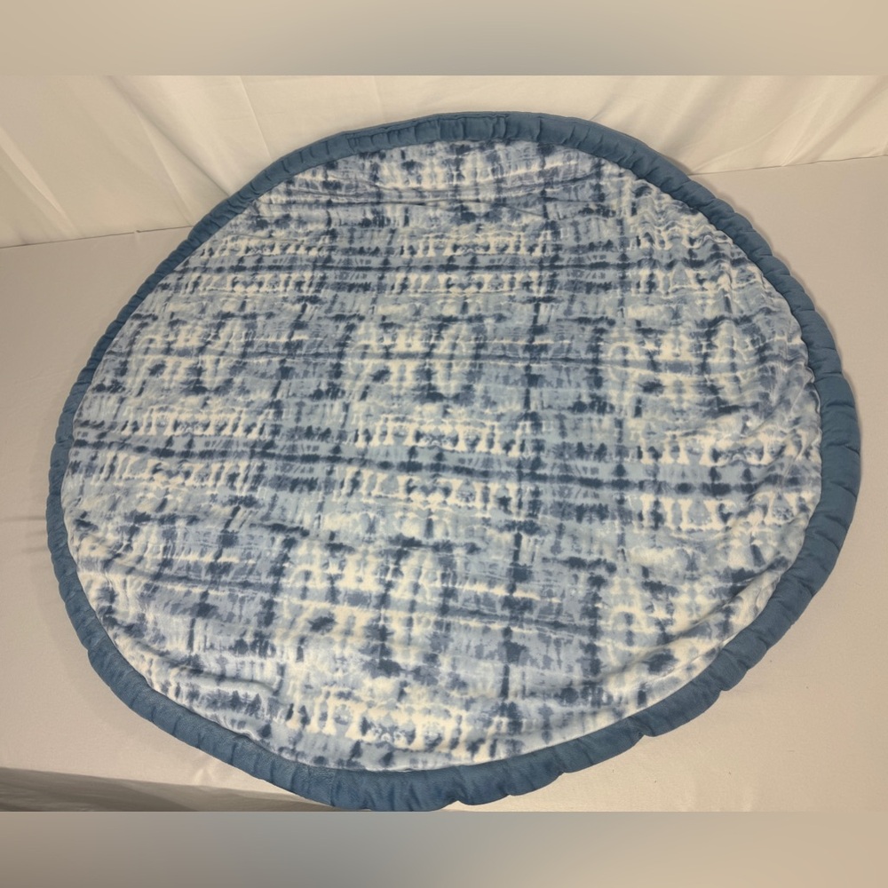 Baby Activity Round Mat Reversible Tummy Time Play Mat Soft Blue Tie-dye